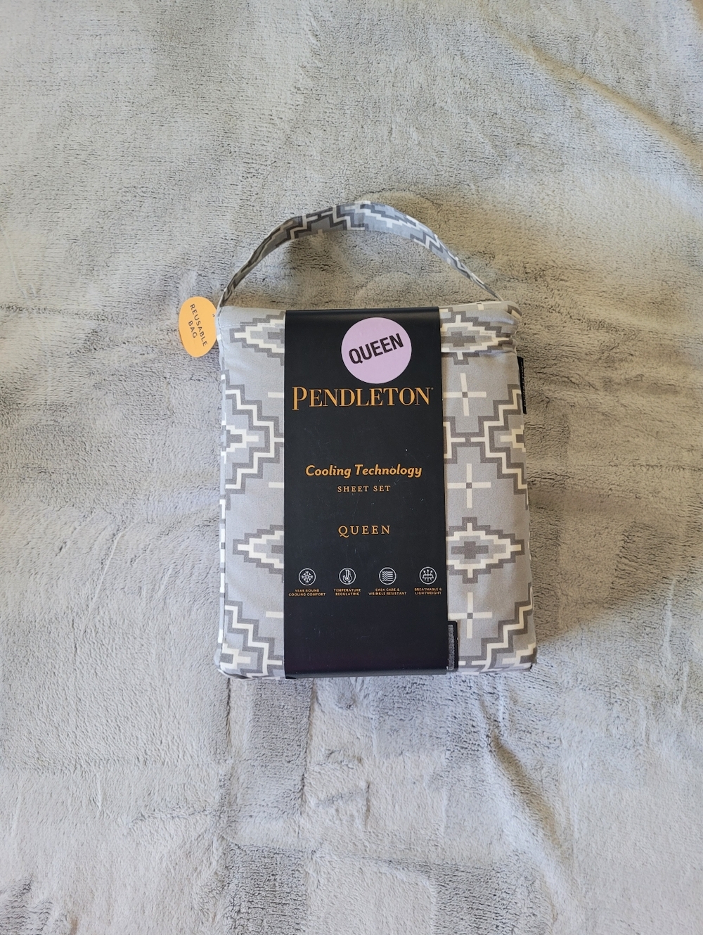 Pendleton Queen Sheet Set Southwestern Aztec Cooling Technology Gray's & White